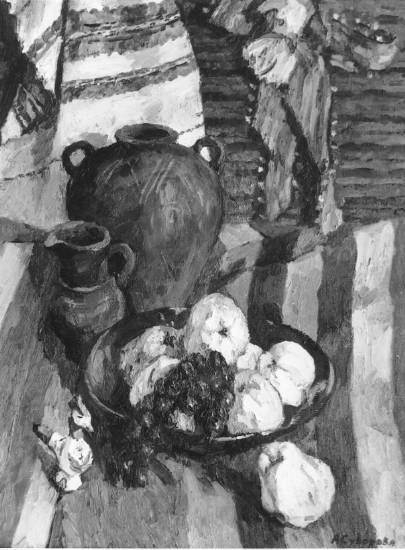 Суворова А.П. «Натюрморт», натюрморт,1977, холст, масло, 35x25cm  ОТКРЫТКА: <40kb>