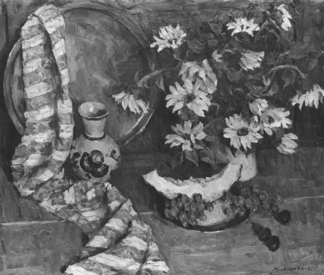 Суворова А.П. «Натюрморт», натюрморт,1981, холст, масло, 60x40cm  ОТКРЫТКА: <52kb>
