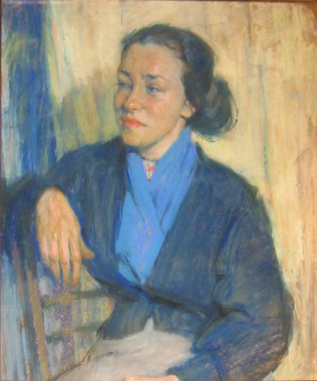 Суворова А.П. «Женский портрет», портрет,1953, бумага, пастель, 60x50cm  ОТКРЫТКА: <29kb>