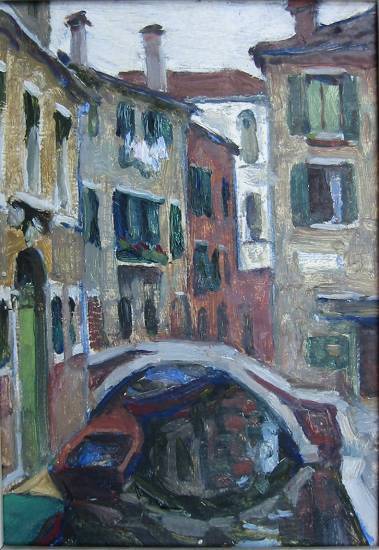 Суворова А.П. «Венеция. Серый день», пейзаж,1975, картон, масло, 31,5x22,3cm  ОТКРЫТКА: <42kb>
