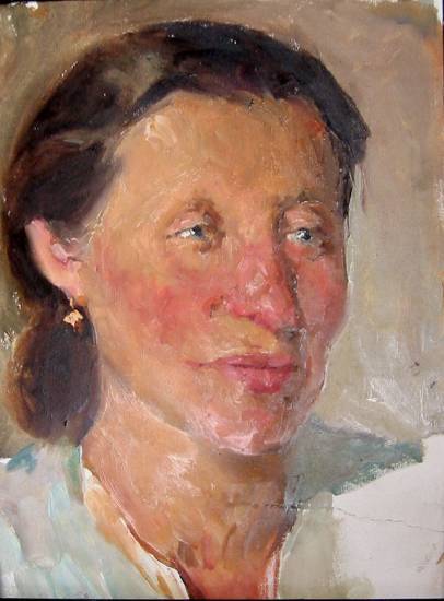 Суворова А.П. «Тая», портрет,1953, картон, масло, 21x15,5cm  ОТКРЫТКА: <28kb>