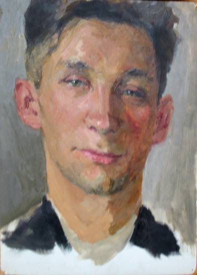 Суворова А.П. «Дерюгин В.», портрет,1951, картон, масло, 35x25cm  ОТКРЫТКА: <21kb>