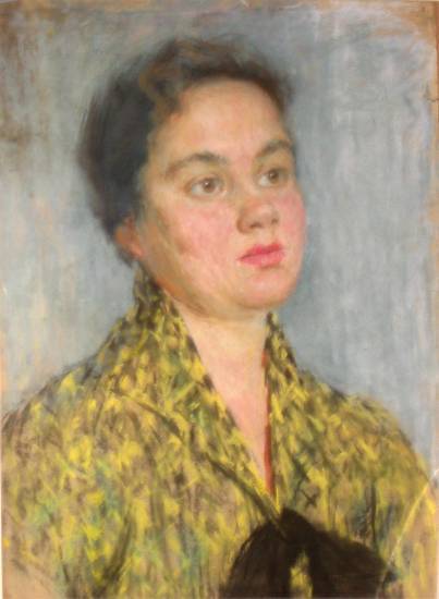 Суворова А.П. «Богданова И.», портрет,1958, бумага, пастель, 45x33cm  ОТКРЫТКА: <24kb>