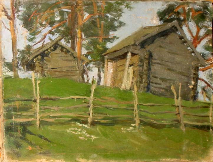 Суворова А.П. «Баньки», пейзаж,1947, холст, масло, 31x40cm  ОТКРЫТКА: <59kb>