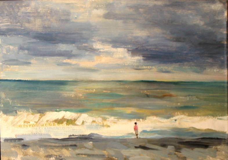 Суворова А.П. «Море», пейзаж,1957, картон, масло, 35x50cm  ОТКРЫТКА: <44kb>