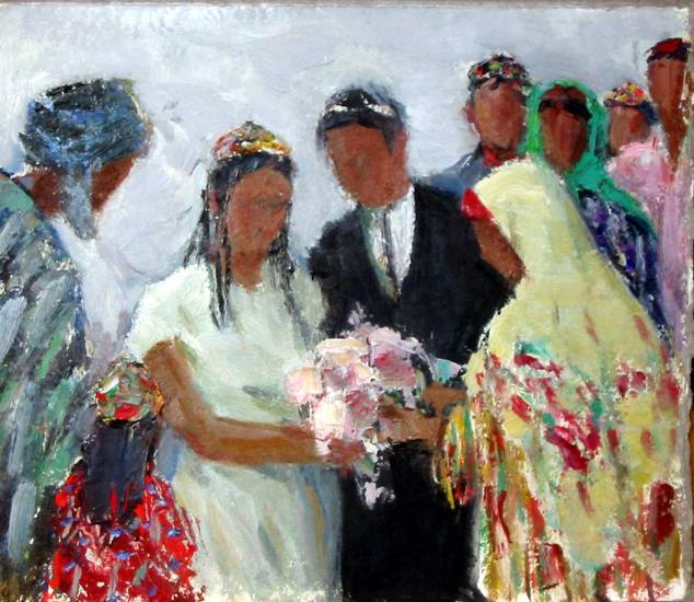 Суворова А.П. «Узбекская свадьба», эскиз,1968, картон, масло, 23x24,5cm  ОТКРЫТКА: <60kb>