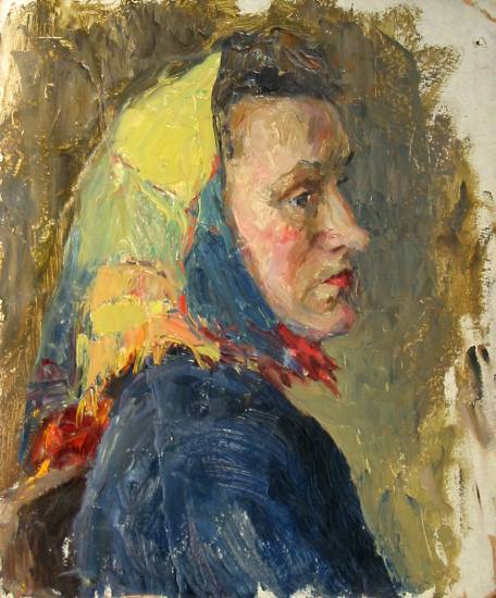 Суворова А.П. «Эскиз к портрету», эскиз,1944, картон, масло, 38x31,5cm  ОТКРЫТКА: <44kb>