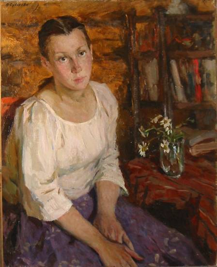 Суворова А.П. «Юность», портрет,1979, холст, масло, 81x66cm Экспонировалась на выставке «70 лет МОСХа» в 2003 г. ОТКРЫТКА: <32kb>