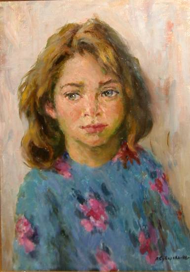 Суворова А.П. «Катюша», портрет,1998, холст, масло, 50x35cm  ОТКРЫТКА: <27kb>
